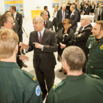 The Duke chatting with paramedics from Yorkshire Air Ambulance.