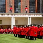 Chelsea Pensioners line up on parade.