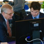 The Duke of York meets Raoul-Gabriel Urma, Co-Founder, CEO Cambridge Coding Academy, at the University of Cambridge Computer Lab.