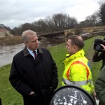 The Duke of York visits the remnants of an 18th century bridge, Tadcaster.