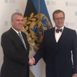 The Duke of York is received by Mr. Toomas Hendrik Ilves, President of Estonia at Kadriorg Palace