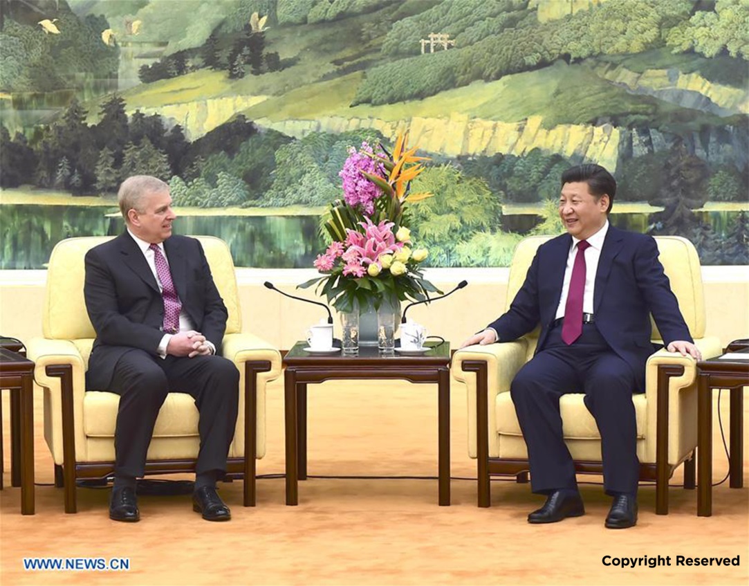 The Duke of York meets President Xi Jinping at the Great Hall of the People, Beijing