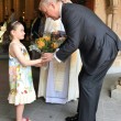 HRH receives flowers at Synod Service of the Anglican Diocese of Brisbane at St John’s Cathedral