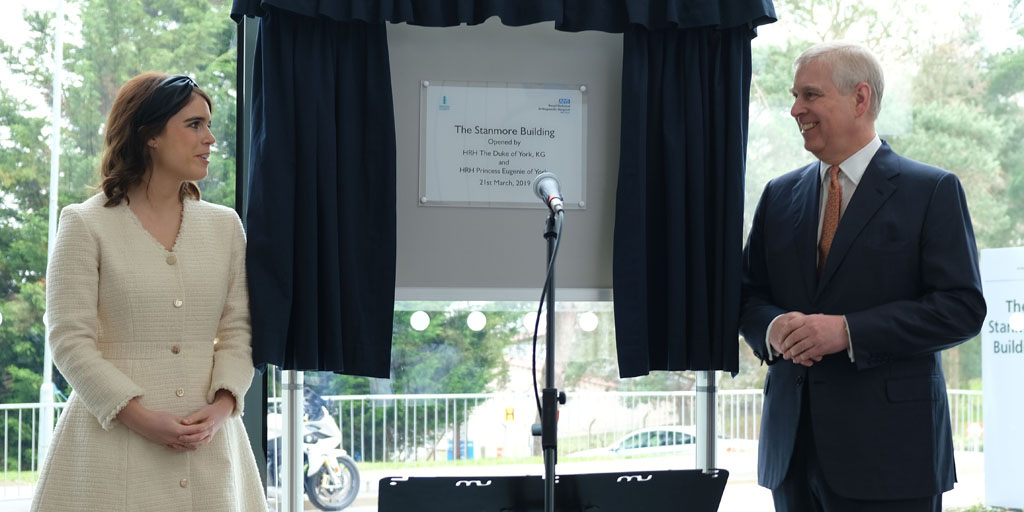 The Duke of York and Princess Eugenie open the Stanmore Building at the Royal National Orthopaedic Hospital