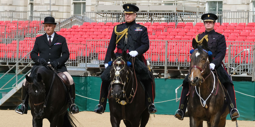 The Duke of York rides at the Change of The Queen's Life Guard